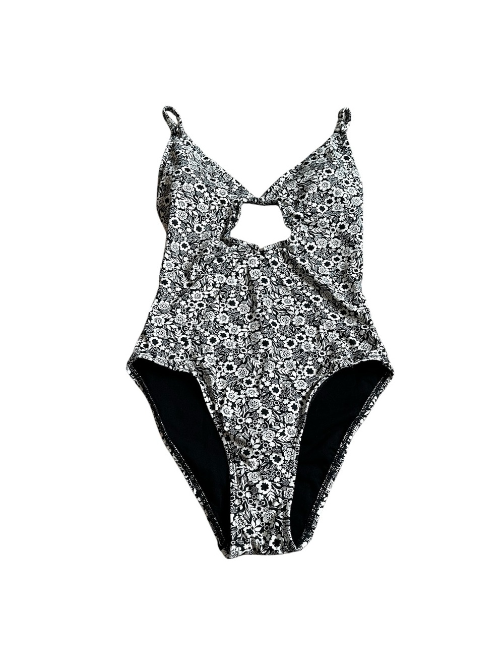 Robin Piccone One Piece Swimsuit Black White Floral Classic Minimalist